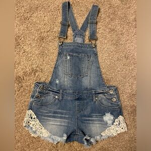 Jean Shorts Overalls w/ Lace